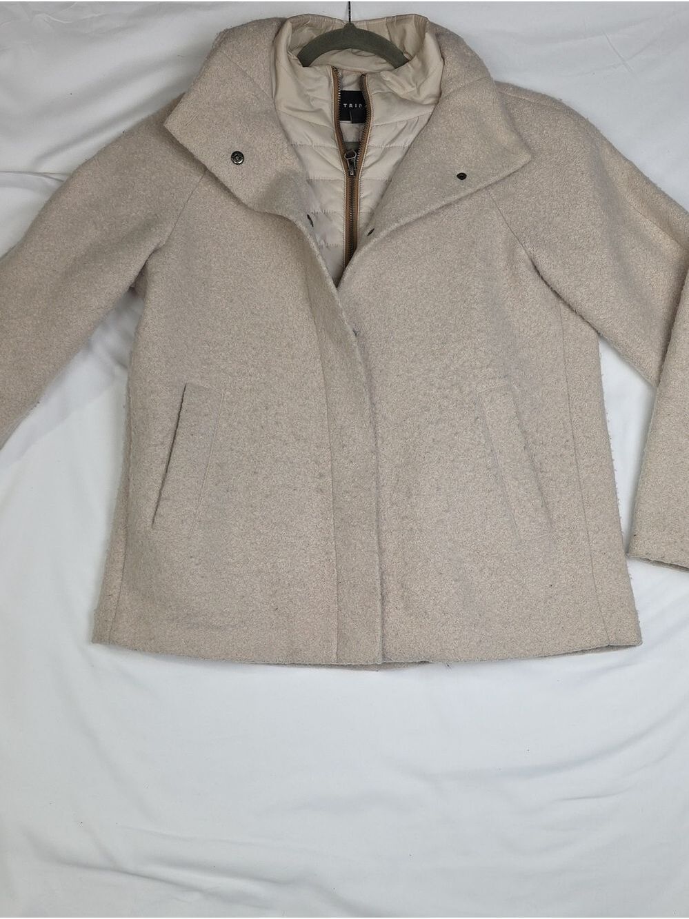 Tribal Small Cream Textured Coat with Quilted Inner Vest Used